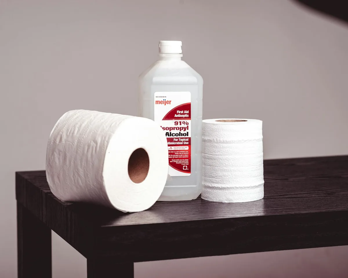 Isopropyl alcohol disinfectant bottle